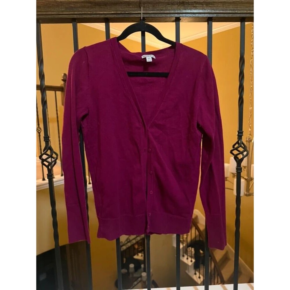 Merona Magenta V-Neck Button-Front Cardigan Sweater